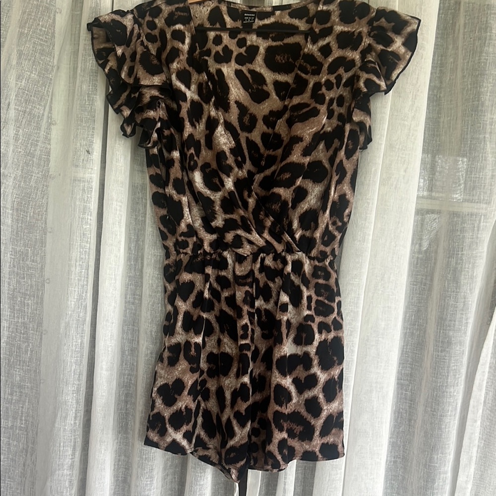 Brown and Black Leopard Print Jumpsuit
